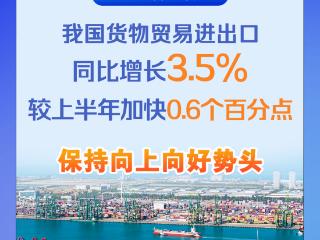 同比增长3.5% 前7个月我国外贸保持向上向好势头