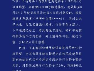 山西警方通报“一男子强行加塞未果辱骂对方” ：该男子因涉嫌寻衅滋事被行拘