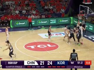 男篮亚洲杯|半场战报：中国46：35韩国，王俊杰15分