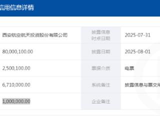 票据持续逾期，西安航空航天投资股份有限公司逾期余额100万元