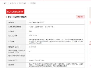 三孚股份旗下唐山三孚新材料被罚35万