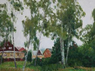 孙营油画作品大树遮天营造神秘画境
