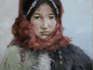 李滨刻画藏族女孩油画展现纯真与坚定