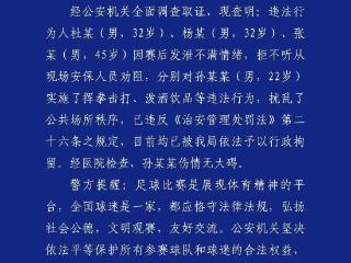 足协杯半决赛有观众发生冲突，成都警方通报：行拘