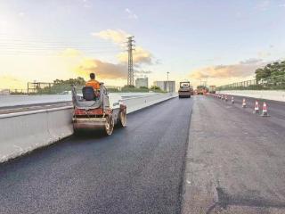 国道324线仑头段新型超薄沥青铺装 路面修复一新