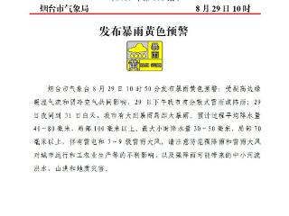 暴雨黄色预警！29日夜间到31日白天，烟台局部或迎大暴雨