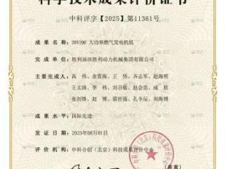 胜动集团公司20V190大功率燃气发电机组通过国际先进水平鉴定