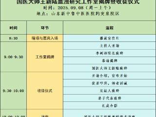 国医大师王新陆血浊研究工作室揭牌暨收徒仪式9月8日在济举行