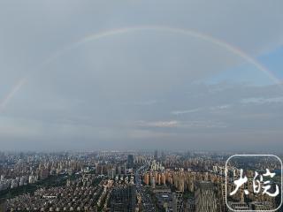 航拍｜合肥暴雨后 天空出现彩虹