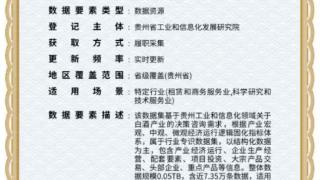 贵州发出首张工业和信息化领域决策咨询数据要素登记凭证