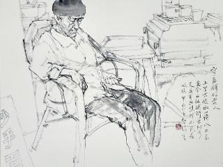 王磐德速写作品欣赏（十）：守店铺的老人
