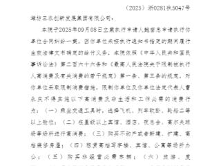潍坊农创集团及其法定代表人收“限高令”