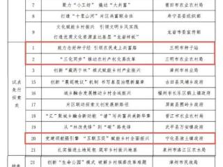 省级名单公布！三明5个案例成功入选