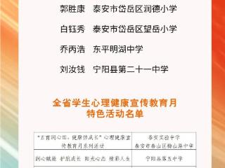 泰安市在2025年山东省学生心理健康宣传教育月系列活动中荣获16项省级荣誉