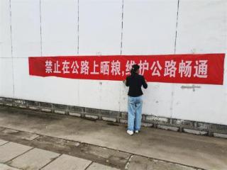 阳信县流坡坞镇开展公路晒粮安全宣传行动