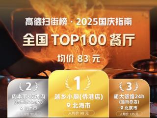看看你吃过几家？高德扫街榜重磅发布《国庆指南：全国TOP100餐厅》