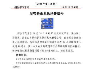 多个街道12小时降雨量已超40毫米！烟台发布暴雨蓝色预警
