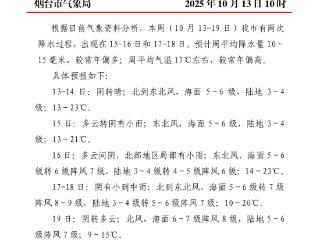 13日至19日可能有两次降水过程！烟台发布最新一周天气预报