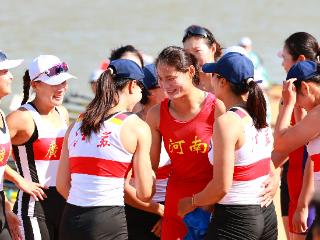 河南全运首金！女子赛艇四人双桨1500米