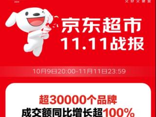 京东超市11.11战报亮眼：11大品类最高增350% 10大特色服务带动增长最高达13倍