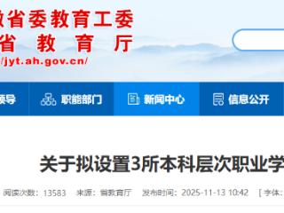 正在公示！安徽拟设置3所职业技术大学