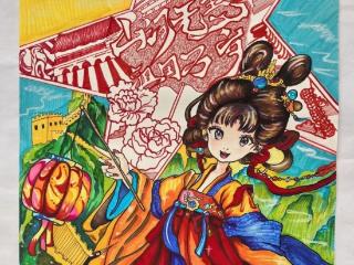 临沂第三十四中学举办“月满华诞，双节同辉”主题美术书画比赛