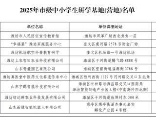 潍坊新增44处市级中小学生研学基地（营地）