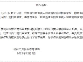 广西桂林一河段出现白色泡沫，官方通报