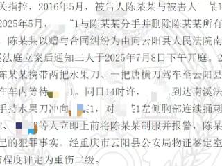 60岁男子开庭前捅刺90后前女友，一审获刑五年半