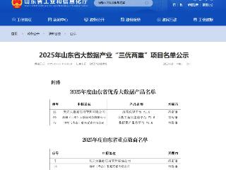 浪潮卓数大数据旗下公司入围多项2025年山东省大数据产业“三优两重”项目