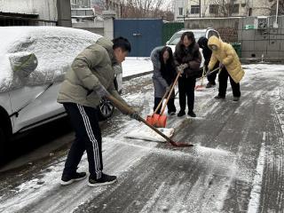 济宁市任城区阜桥街道小闸口社区开展“铲冰除雪志愿行 情暖街巷护民”志愿者行动