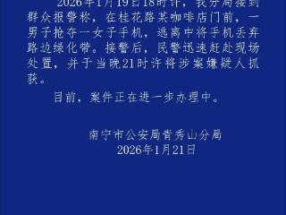 男子抢夺陌生女子手机，南宁警方：嫌疑人已被抓获