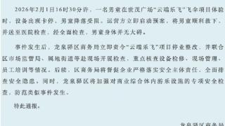 成都一男童商场体验飞伞项目时设备卡停降落受阻 当地通报