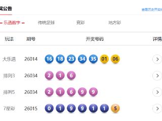 2月3日体彩中奖号码