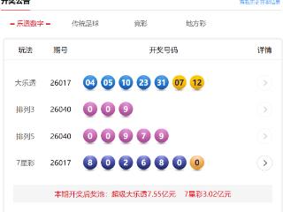 2月9日体彩中奖号码