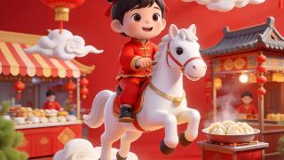 河北日报贺新春｜AI海报·正月初五：破五饺子香满口 马上封侯财运来