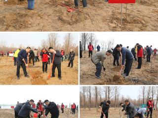 山东省地矿局第七地质大队参加“花开沂州 海棠飘香”义务植树暨临沂市“市花园”建设启动仪式