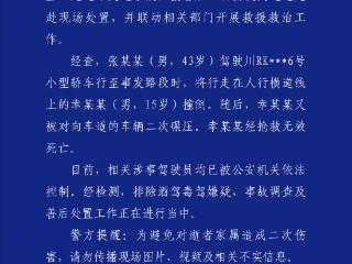 警方通报“15岁男生过斑马线被撞身亡”：两名驾驶员均已被控制