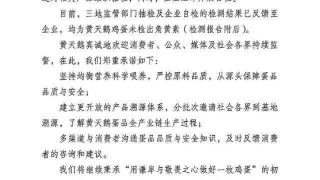 黄天鹅就鸡蛋角黄素抽检结果发布声明