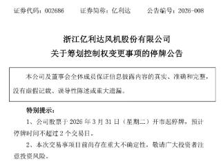 股价提前涨停！拟筹划控制权变更，亿利达，明起停牌