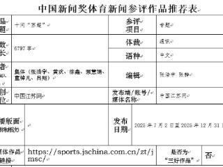 推荐参评第36届中国新闻奖体育新闻作品公示