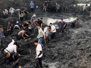 苏州一地大批群众连夜挖土寻宝 现场寻宝人员：有人挖到不值钱的小铜钱