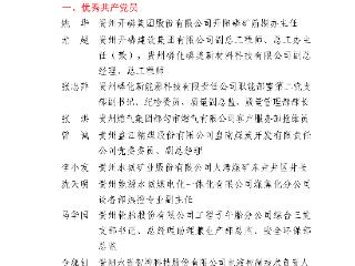 贵州省国资委党委表彰系统内优秀共产党员、优秀党务工作者和先进基层党组织