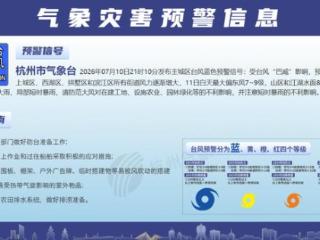 杭州发布主城区台风蓝色预警！凌晨起上城区、西湖区、拱墅区和滨江区所有街道风力逐渐增大，白天最大偏东风7~9级